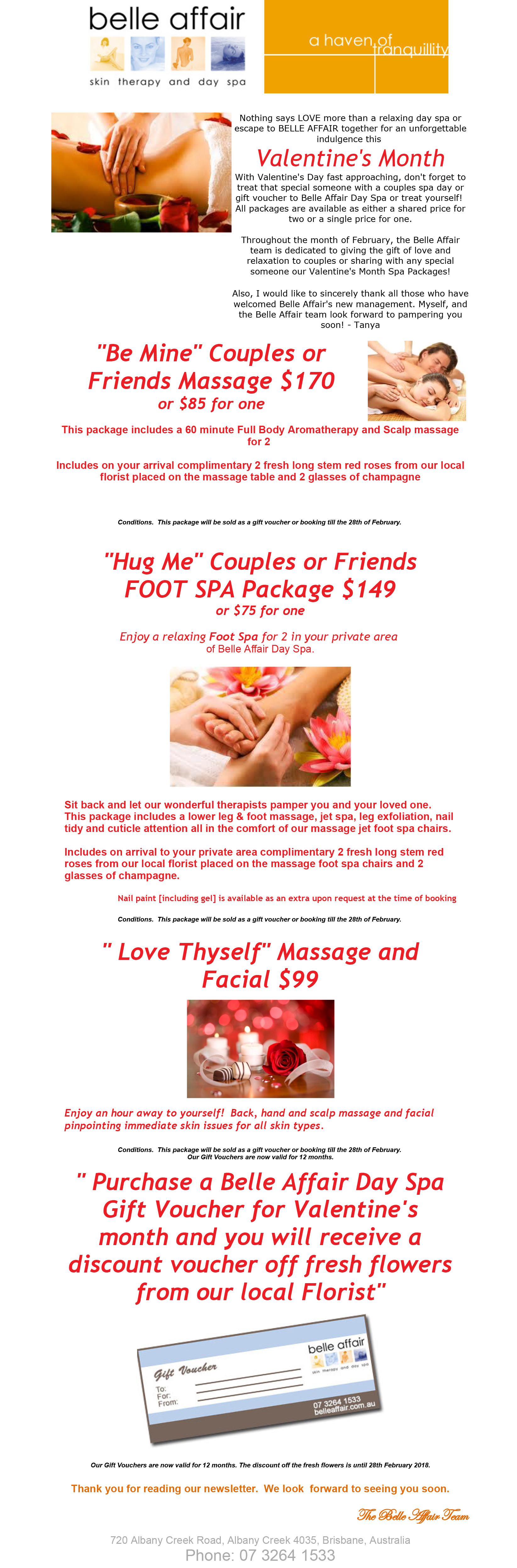 Belle Affair Specials -  February